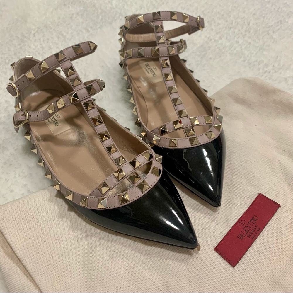 Valentino Rockstud Caged Patent Ballet Flat